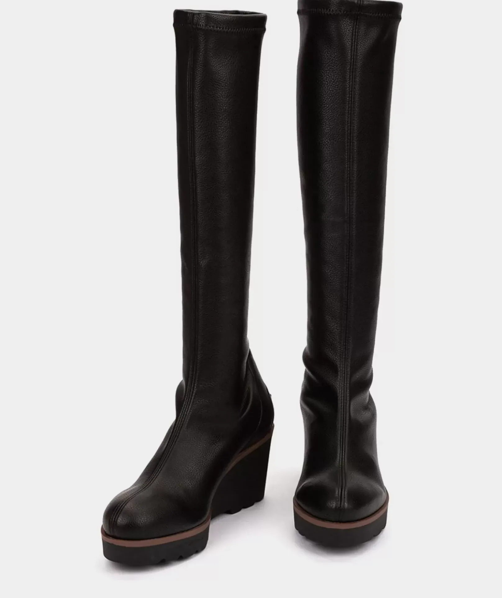 Chaussure Pedro Miralles Bottes En Cuir Vegetalien Extensible A Hauteur Du Genou En Noir Onix Negro