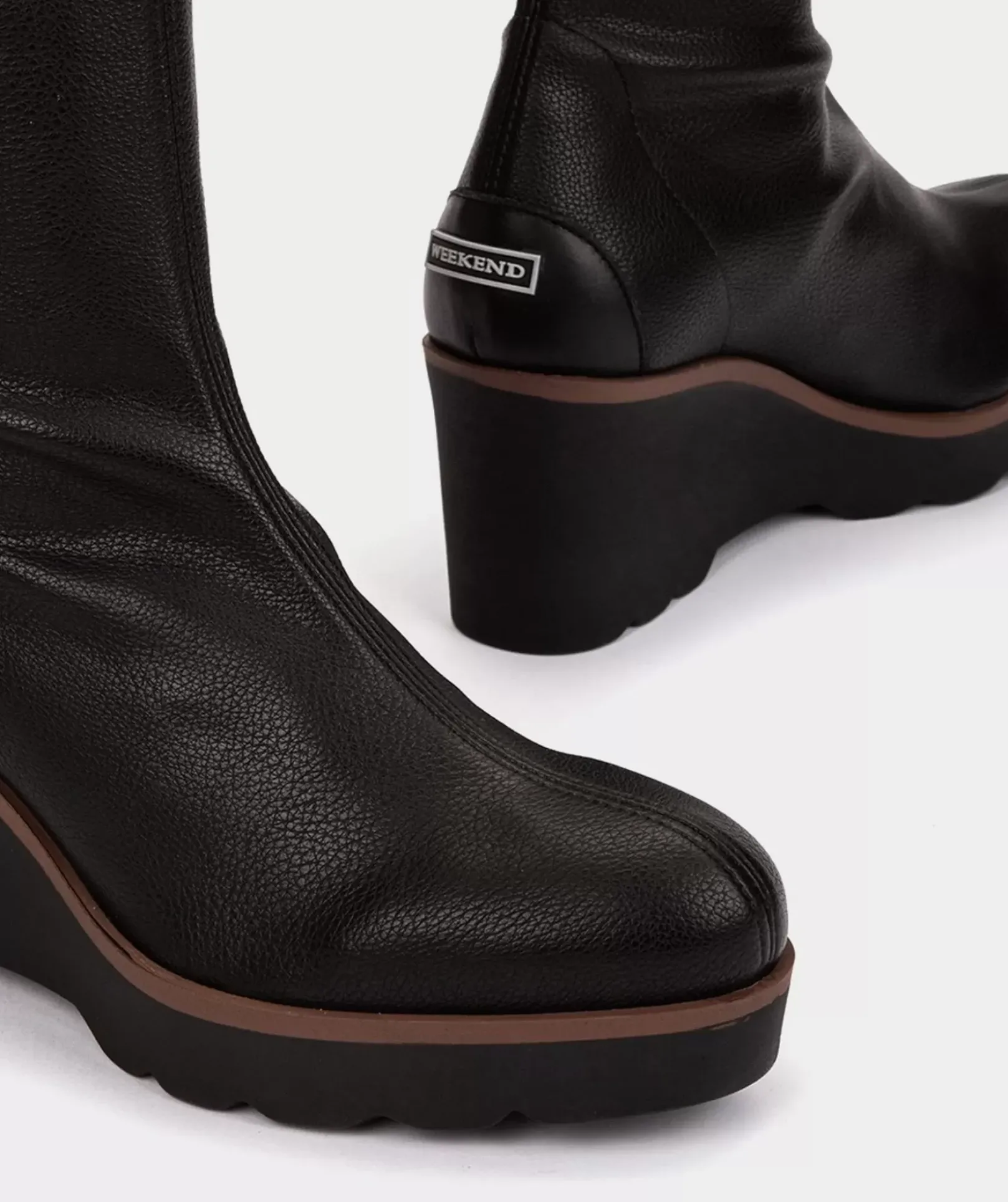 Chaussure Pedro Miralles Bottes En Cuir Vegetalien Extensible A Hauteur Du Genou En Noir Onix Negro