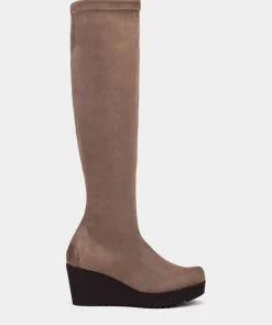 Chaussure Pedro Miralles Bottes Hautes En Cuir Elastique. Ante Strech Taupe