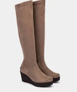 Chaussure Pedro Miralles Bottes Hautes En Cuir Elastique. Ante Strech Taupe