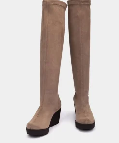 Chaussure Pedro Miralles Bottes Hautes En Cuir Elastique. Ante Strech Taupe