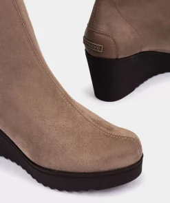 Chaussure Pedro Miralles Bottes Hautes En Cuir Elastique. Ante Strech Taupe