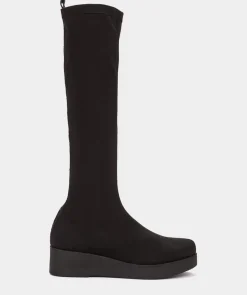 Chaussure Pedro Miralles Bottes Hautes En Tissu Extensible De Couleur Noire Amstel Negro