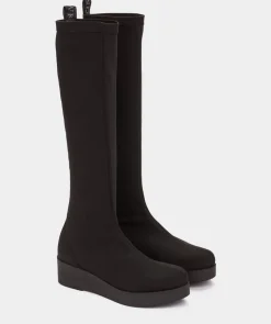 Chaussure Pedro Miralles Bottes Hautes En Tissu Extensible De Couleur Noire Amstel Negro