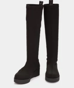 Chaussure Pedro Miralles Bottes Hautes En Tissu Extensible De Couleur Noire Amstel Negro