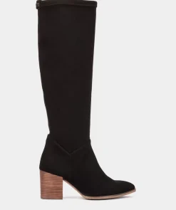 Chaussure Pedro Miralles Bottes Hautes En Tissu Extensible Effet Daim Noir Ante Strech Negro
