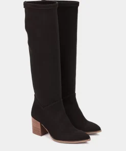 Chaussure Pedro Miralles Bottes Hautes En Tissu Extensible Effet Daim Noir Ante Strech Negro