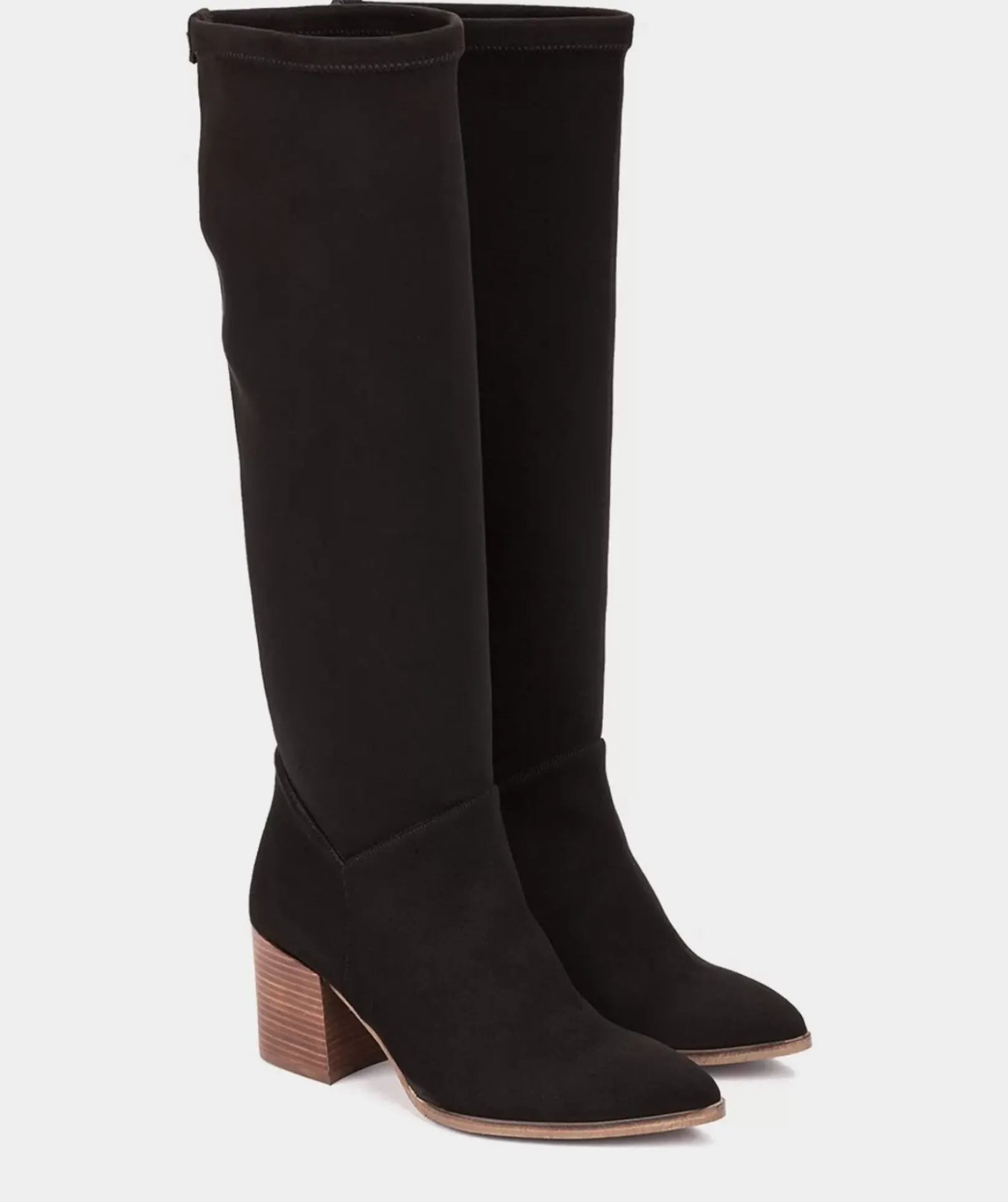 Chaussure Pedro Miralles Bottes Hautes En Tissu Extensible Effet Daim Noir Ante Strech Negro