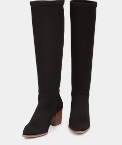 Chaussure Pedro Miralles Bottes Hautes En Tissu Extensible Effet Daim Noir Ante Strech Negro