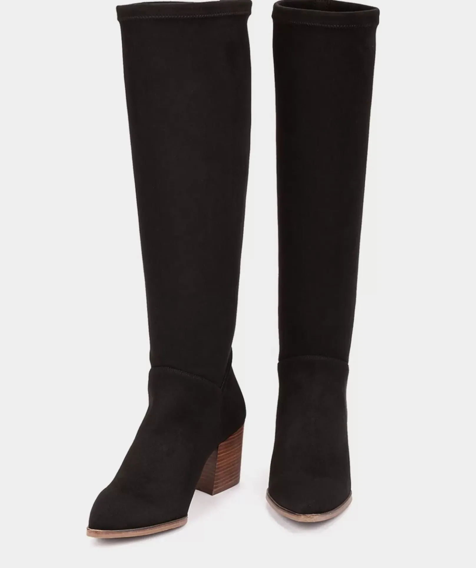 Chaussure Pedro Miralles Bottes Hautes En Tissu Extensible Effet Daim Noir Ante Strech Negro