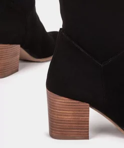 Chaussure Pedro Miralles Bottes Hautes En Tissu Extensible Effet Daim Noir Ante Strech Negro