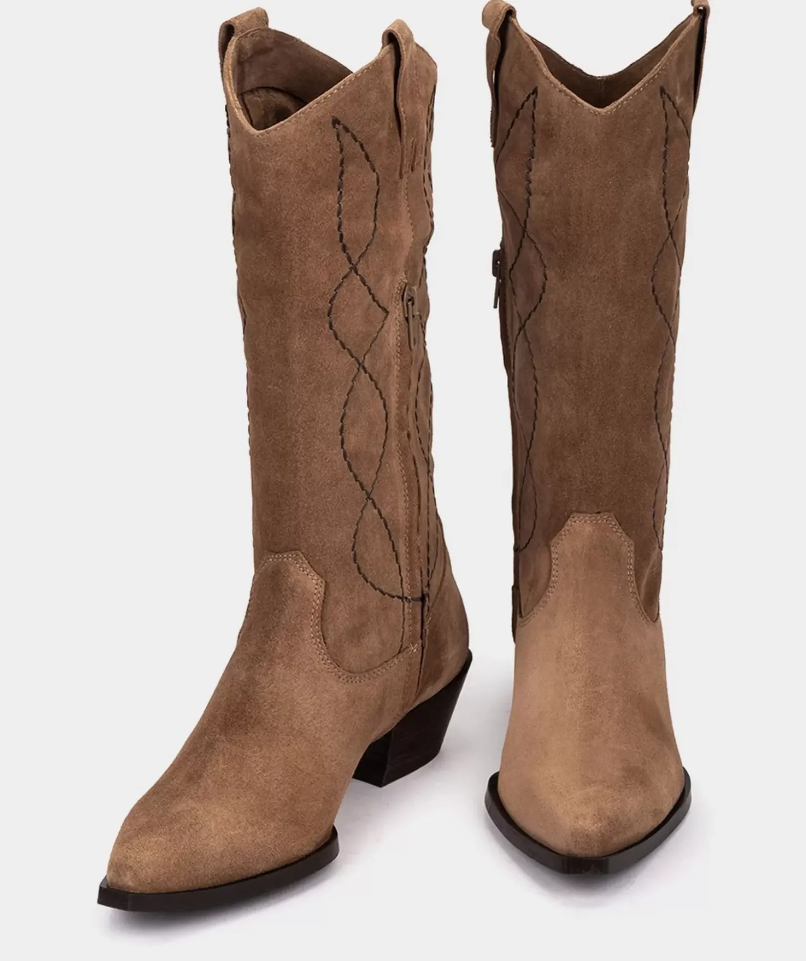 Chaussure Pedro Miralles Bottes Mi-Mollet En Croute De Cuir Marron Velour Birra