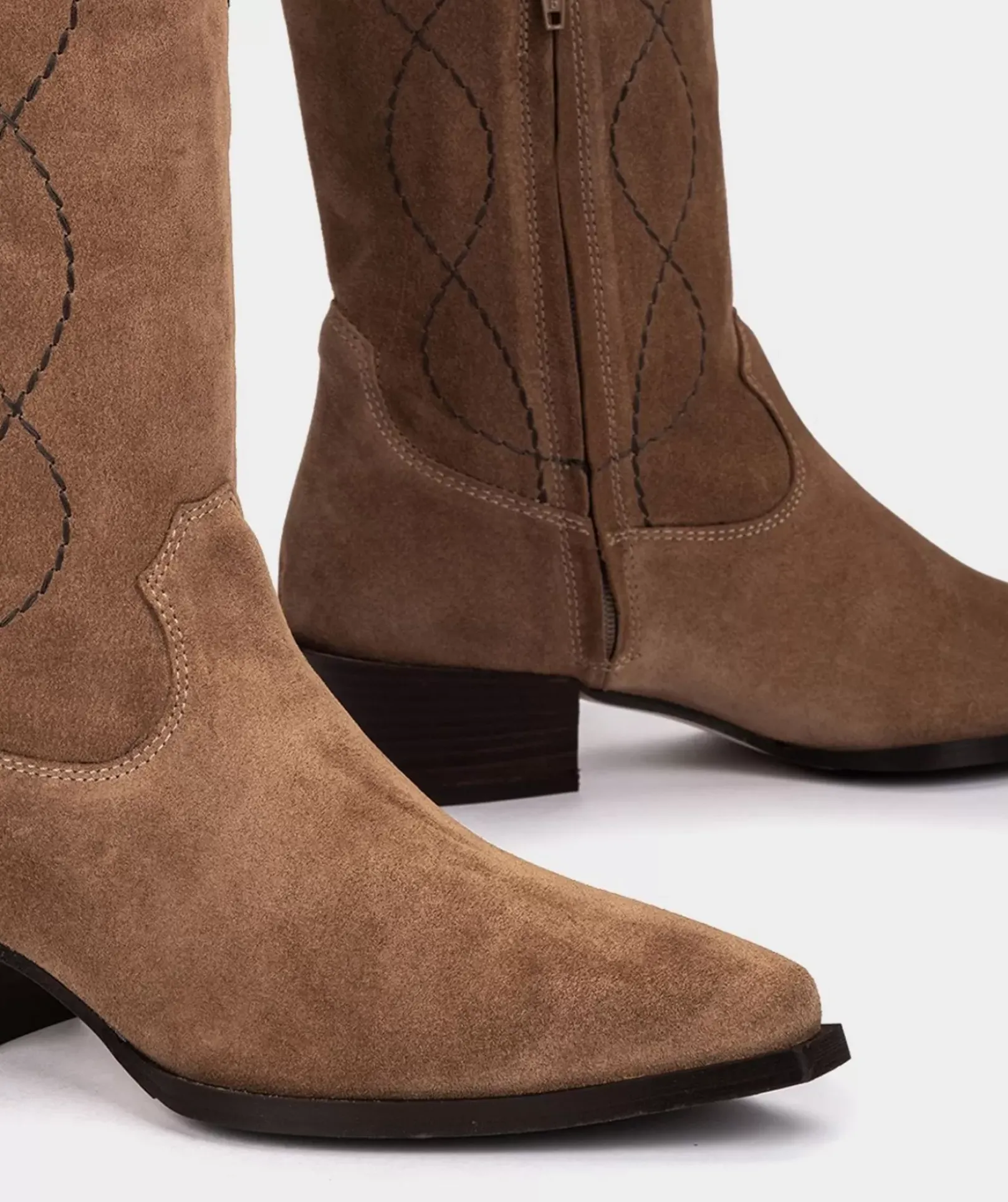 Chaussure Pedro Miralles Bottes Mi-Mollet En Croute De Cuir Marron Velour Birra