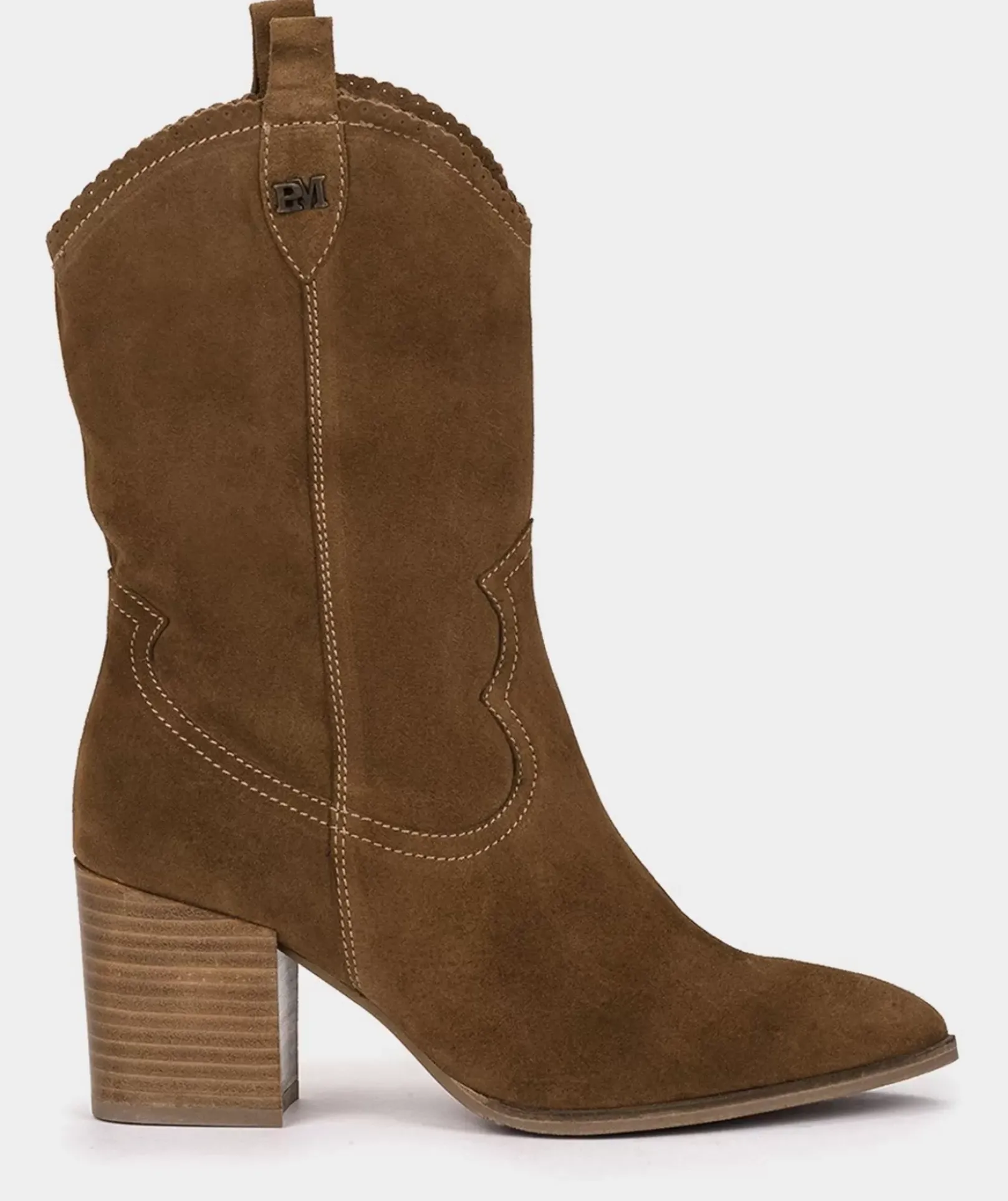 Chaussure Pedro Miralles Bottes Mi-Mollet En Croute De Cuir Marron Avec Une Tige En Cuir Marron Velour Tabaco