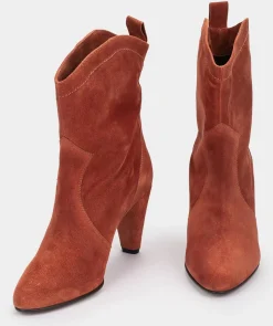Chaussure Pedro Miralles Bottes Mi-Mollet En Croute De Cuir A Talons Velour Siena
