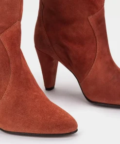 Chaussure Pedro Miralles Bottes Mi-Mollet En Croute De Cuir A Talons Velour Siena