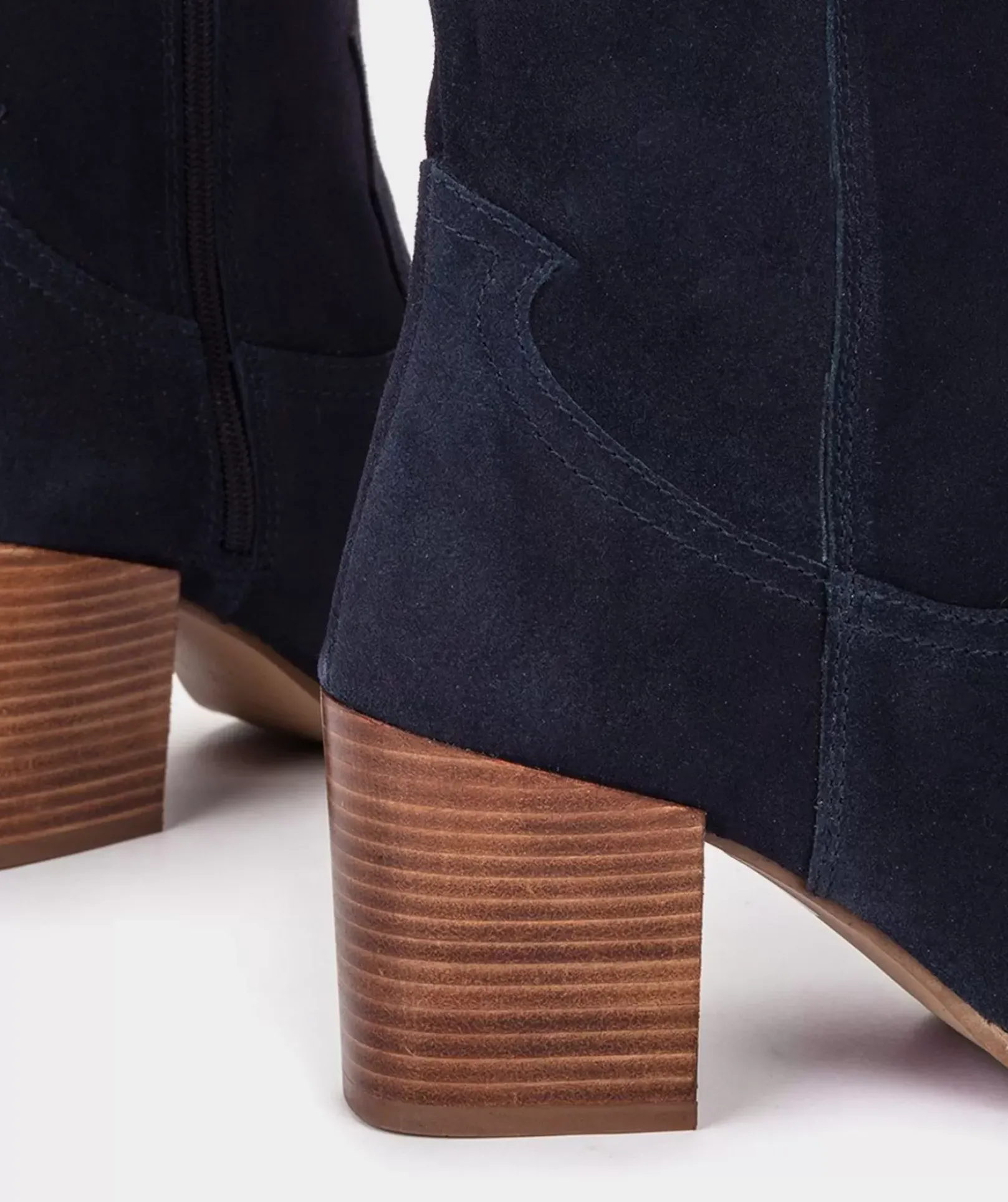 Chaussure Pedro Miralles Bottes Mi-Mollet En Croute De Cuir De Couleur Bleu Marine Velour Navy