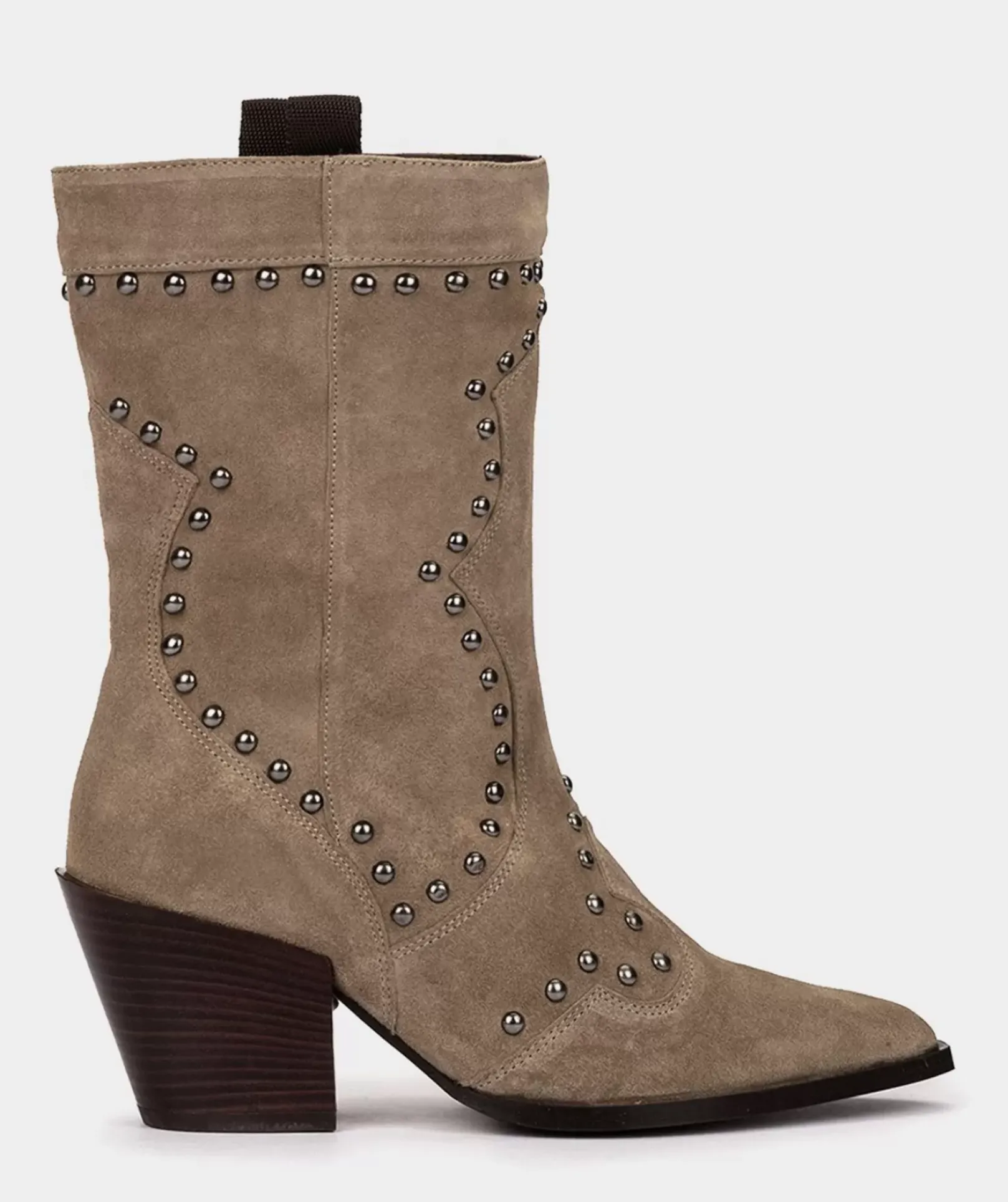 Chaussure Pedro Miralles Bottes Mi-Mollet En Cuir Fendu De Couleur Beige Velour Marmota
