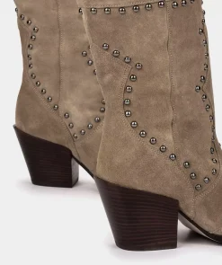 Chaussure Pedro Miralles Bottes Mi-Mollet En Cuir Fendu De Couleur Beige Velour Marmota