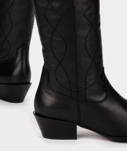 Chaussure Pedro Miralles Bottes Mi-Mollet En Cuir Noir Elit Negro