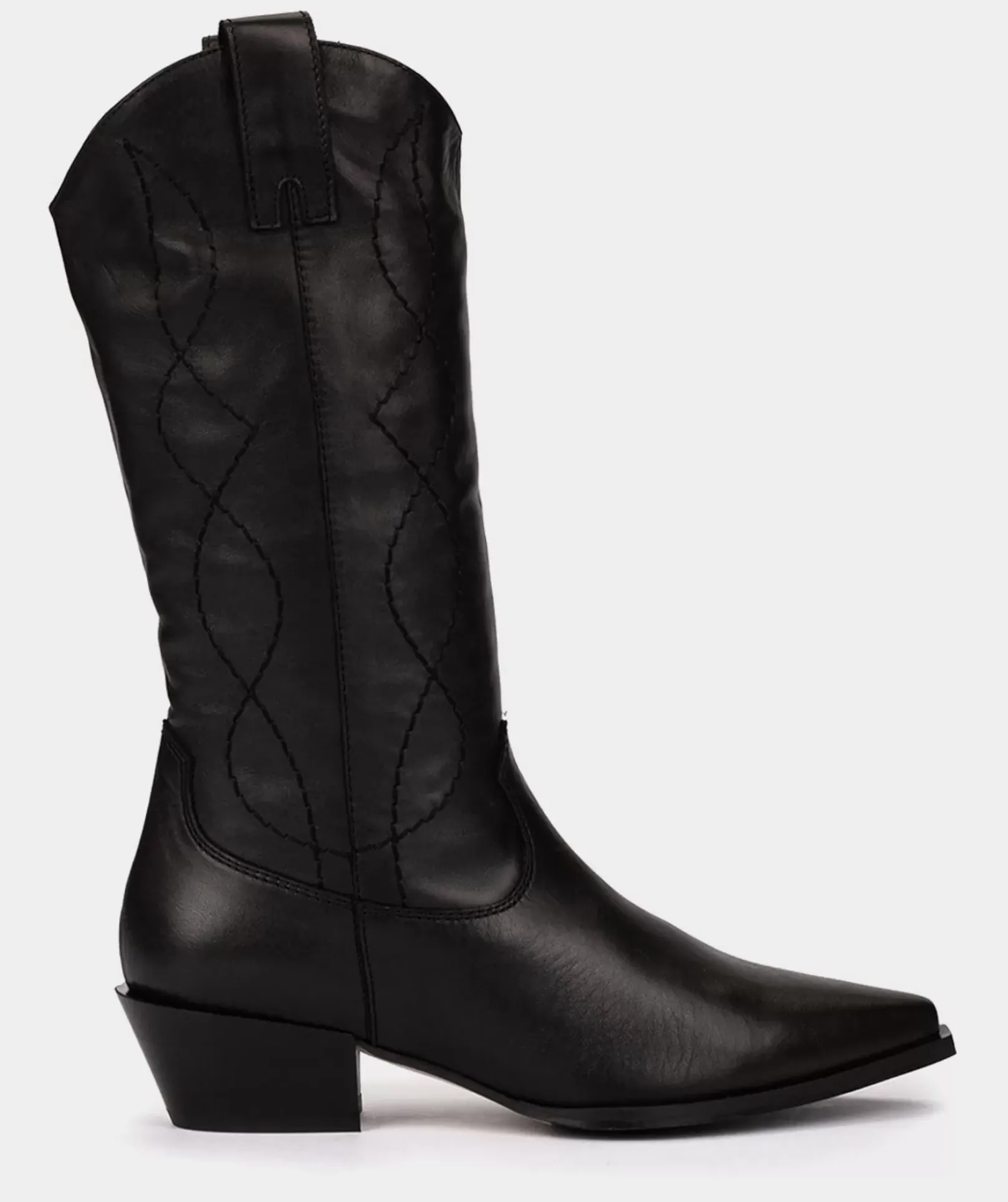 Chaussure Pedro Miralles Bottes Mi-Mollet En Cuir Noir Seta Negro
