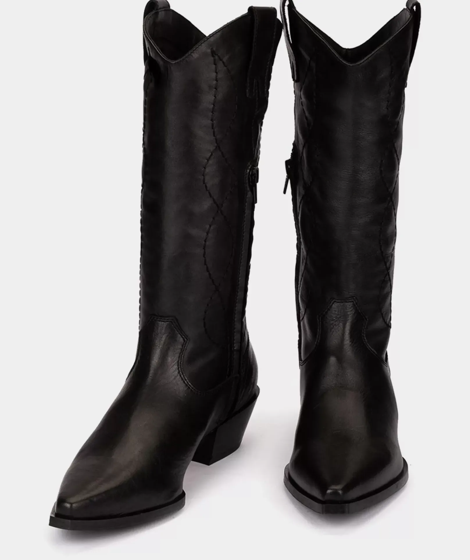 Chaussure Pedro Miralles Bottes Mi-Mollet En Cuir Noir Seta Negro