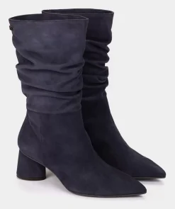 Chaussure Pedro Miralles Bottes Mi-Mollet En Daim Marine Amalfi Navy