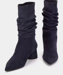 Chaussure Pedro Miralles Bottes Mi-Mollet En Daim Marine Amalfi Navy