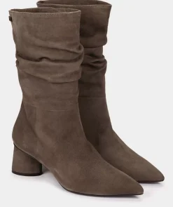 Chaussure Pedro Miralles Bottes Mi-Mollet En Daim Marron Amalfi Acero
