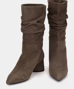 Chaussure Pedro Miralles Bottes Mi-Mollet En Daim Marron Amalfi Acero