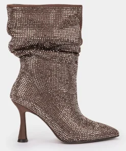 Chaussure Pedro Miralles Bottes Mi-Mollets Avec Strass Ante Strech Negro