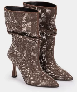 Chaussure Pedro Miralles Bottes Mi-Mollets Avec Strass Ante Strech Negro