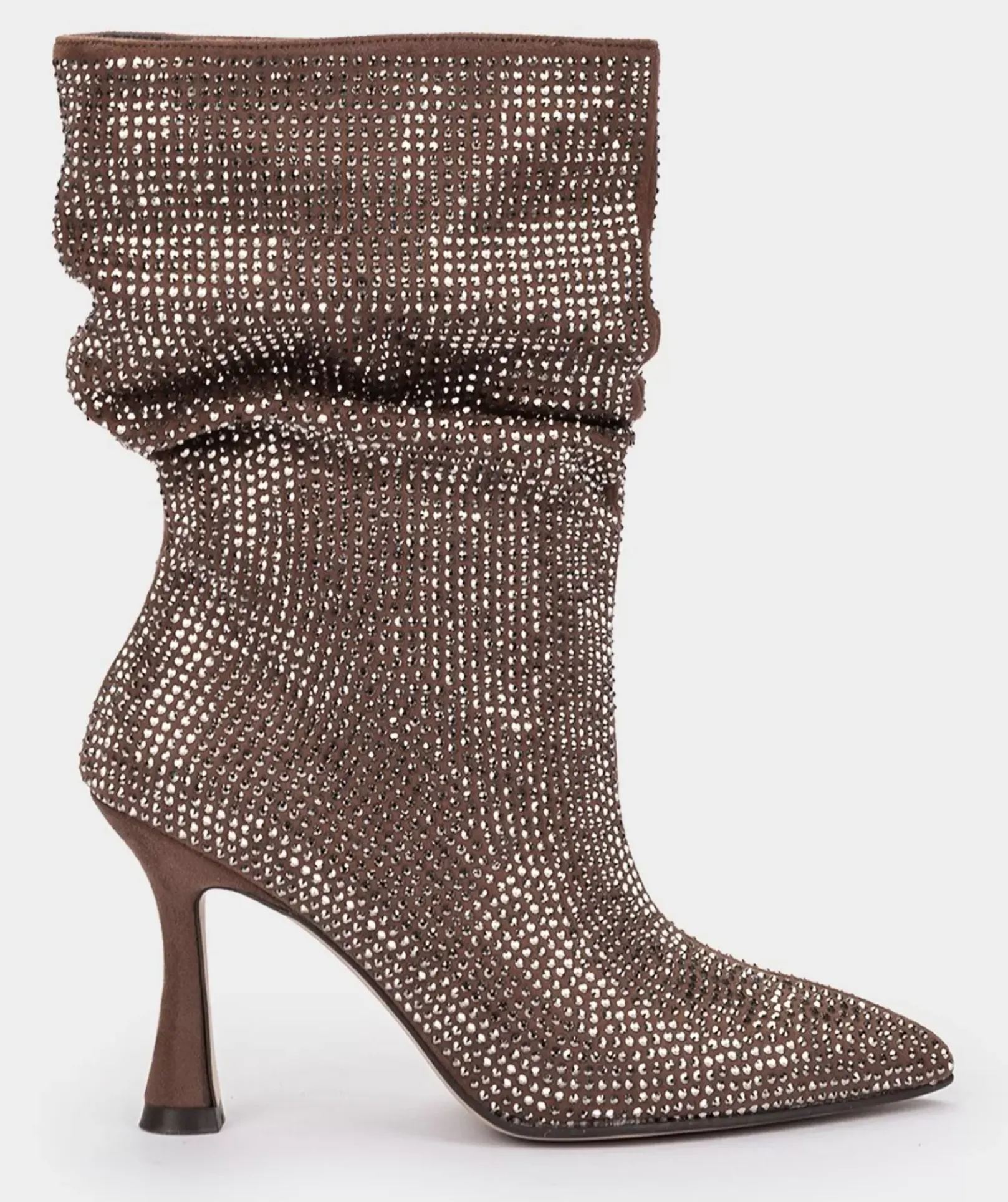 Chaussure Pedro Miralles Bottes Mi-Mollets Avec Strass Ante Strech Taupe