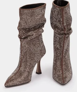 Chaussure Pedro Miralles Bottes Mi-Mollets Avec Strass Ante Strech Taupe