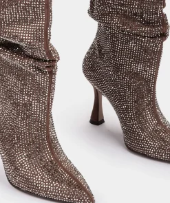Chaussure Pedro Miralles Bottes Mi-Mollets Avec Strass Ante Strech Taupe