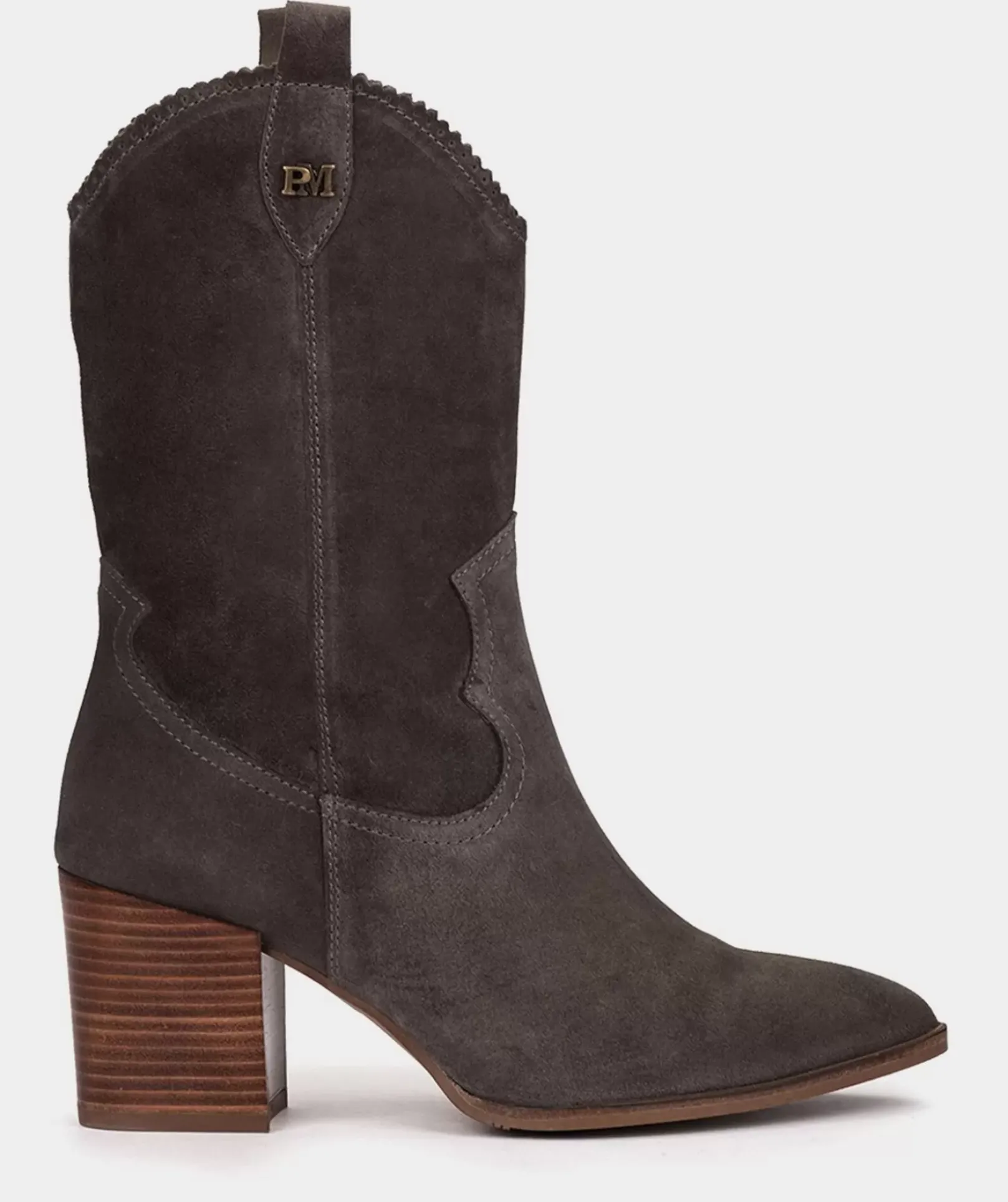 Chaussure Pedro Miralles Bottes Mi-Mollets En Croute De Cuir De Couleur Grise Velour Iman