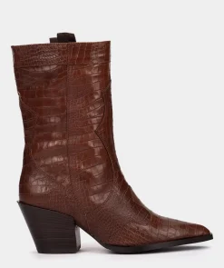 Chaussure Pedro Miralles Bottes Mi-Mollets En Cuir Gaufre De Couleur Camel Coco Camel