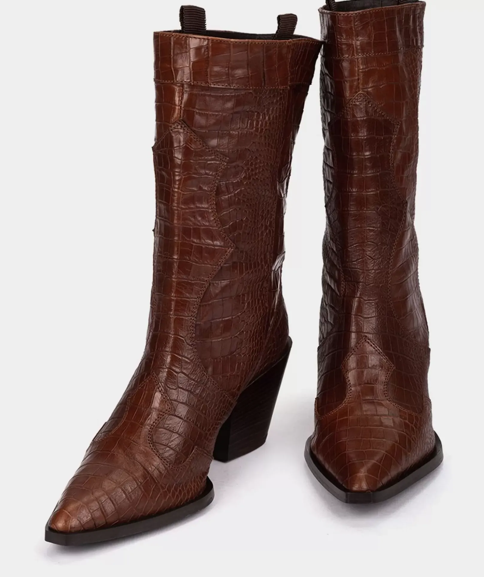 Chaussure Pedro Miralles Bottes Mi-Mollets En Cuir Gaufre De Couleur Camel Coco Camel