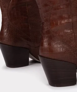 Chaussure Pedro Miralles Bottes Mi-Mollets En Cuir Gaufre De Couleur Camel Coco Camel