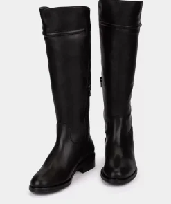 Chaussure Pedro Miralles Bottes Montantes En Cuir Noir, Inspirees Des Bottes D'Equitation Classiques. Seta Negro
