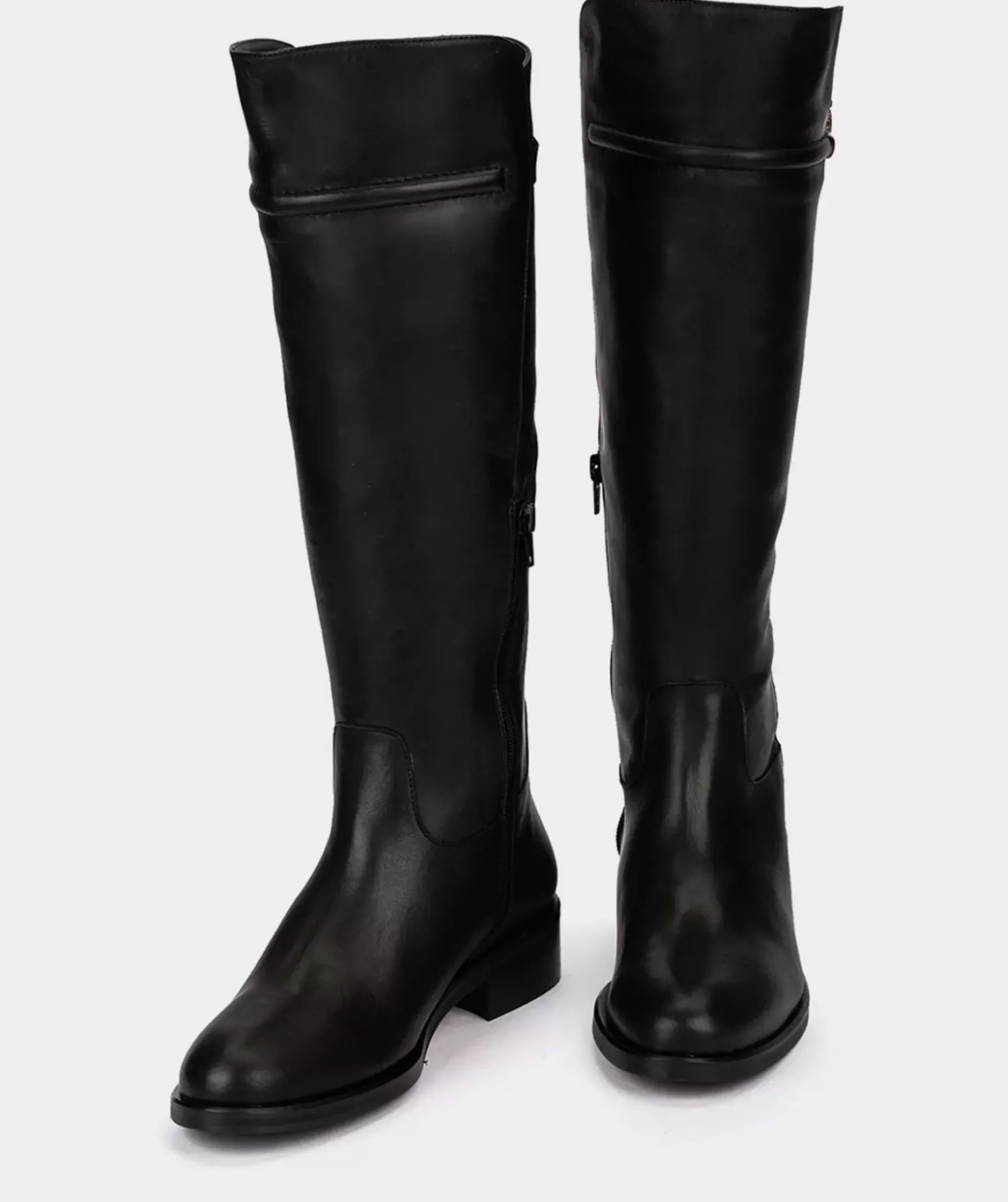 Chaussure Pedro Miralles Bottes Montantes En Cuir Noir, Inspirees Des Bottes D'Equitation Classiques. Seta Negro