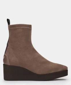 Chaussure Pedro Miralles Bottines A Semelle Compensee Avec Plateforme En Cuir Vegetal Elastique Marron Onix Cuero