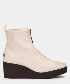 Chaussure Pedro Miralles Bottines A Semelle Compensee Avec Plateforme En Cuir Vegetalien Elastique Creme Onix Cream