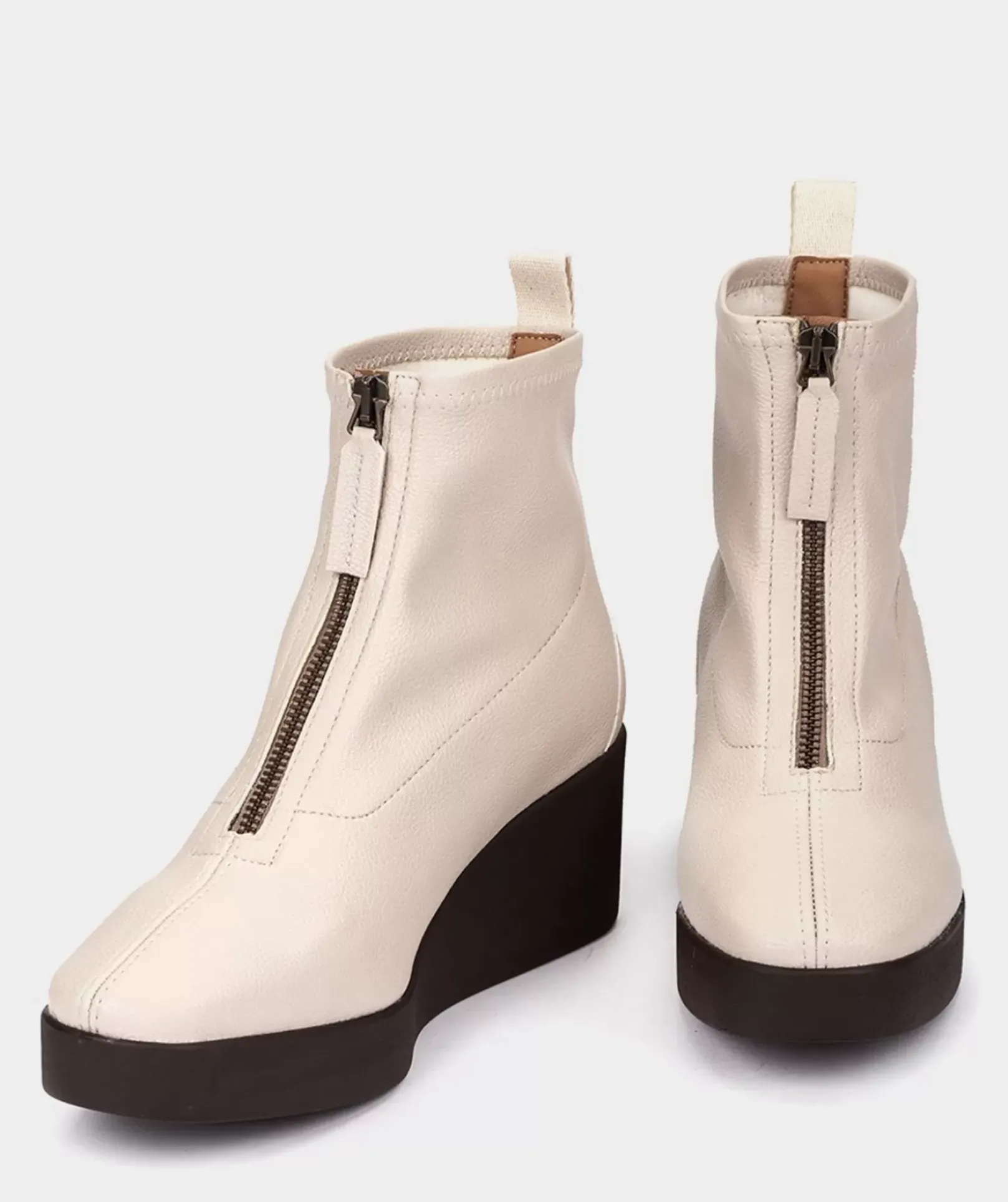 Chaussure Pedro Miralles Bottines A Semelle Compensee Avec Plateforme En Cuir Vegetalien Elastique Creme Onix Cream