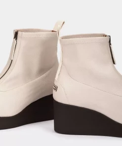 Chaussure Pedro Miralles Bottines A Semelle Compensee Avec Plateforme En Cuir Vegetalien Elastique Creme Onix Cream
