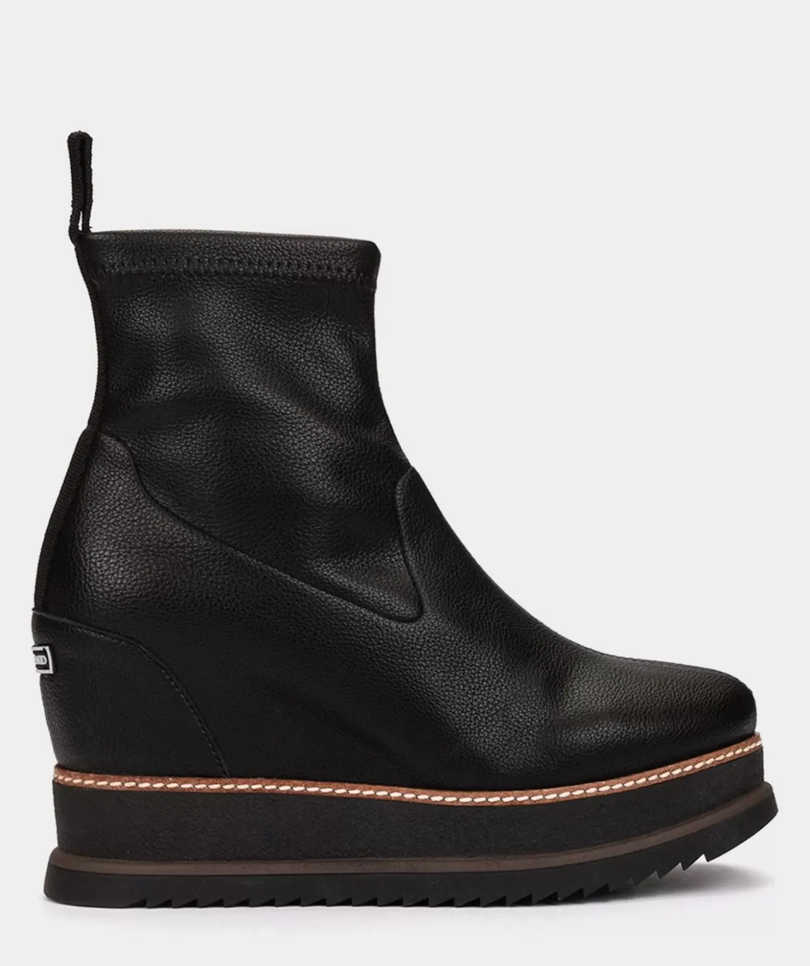 Chaussure Pedro Miralles Bottines A Semelle Compensee Et Plateforme En Cuir Vegetalien Elastique Noir Onix Negro