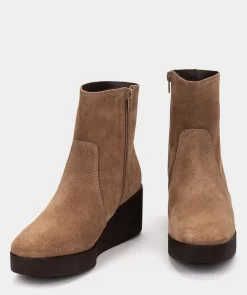 Chaussure Pedro Miralles Bottines A Semelle Compensee Avec Plateforme En Croute De Cuir Marron Velour Birra