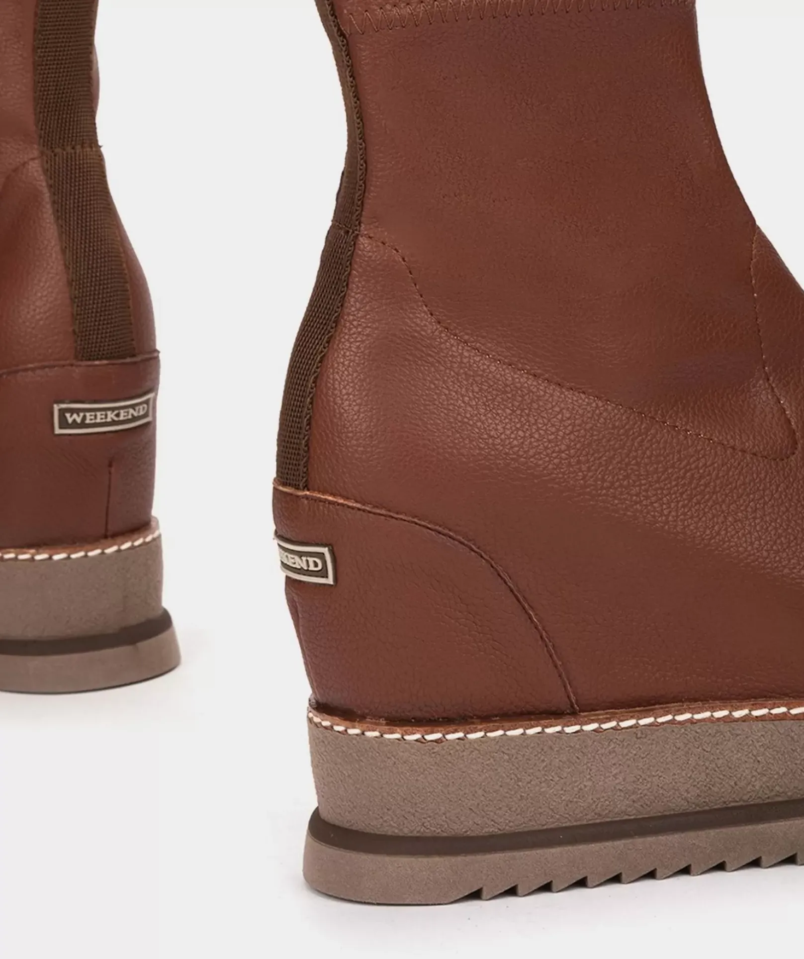 Chaussure Pedro Miralles Bottines A Semelle Compensee Et Plateforme En Cuir Vegetalien Elastique Marron Onix Cuero