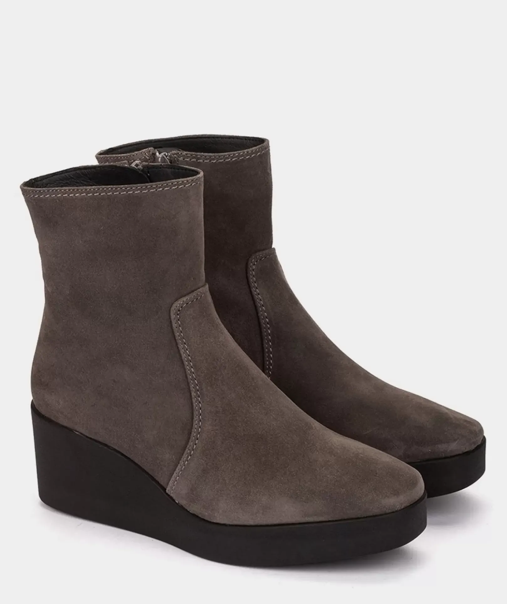 Chaussure Pedro Miralles Bottines A Semelle Compensee Avec Plateforme En Croute De Cuir Grise Velour Iman