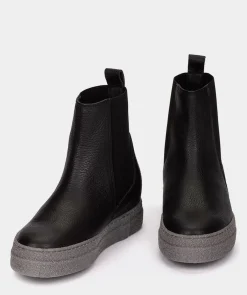 Chaussure Pedro Miralles Bottines A Semelle Compensee Et Plateforme En Cuir Noir Nucleo Negro